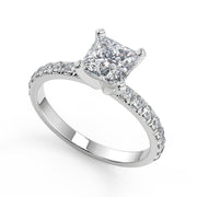 Talia Classic Pave 4 Prong Princess Cut Diamond Engagement Ring - Nivetta